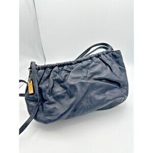 Letisse Blue Leather Crossbody Shoulder Bag Gold Tone Hardware USA